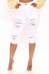 Live In My Denim Shorts - White Ins Street
